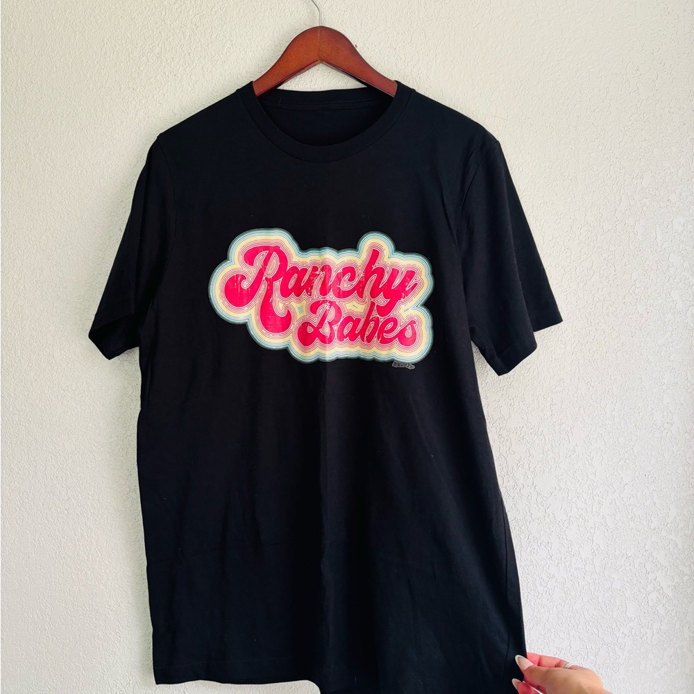 Black Graphic Tee with Pink 'Ranchy Babes' Design